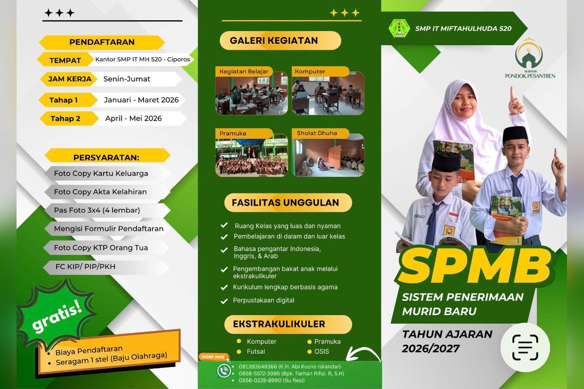 Brosur SPMB SMP IT Miftahulhuda 520 tahun ajaran 2026/2027